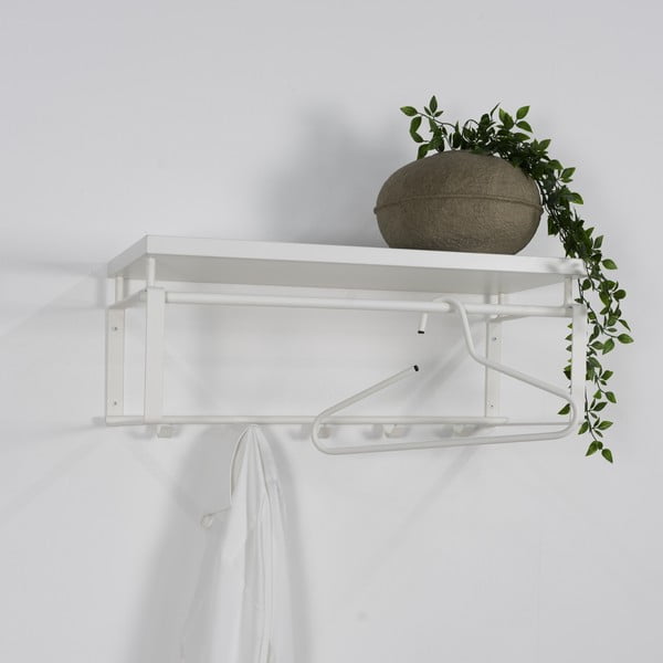 Attaccapanni da parete bianco in metallo con scaffale 70 cm Rex – Spinder Design-image-4