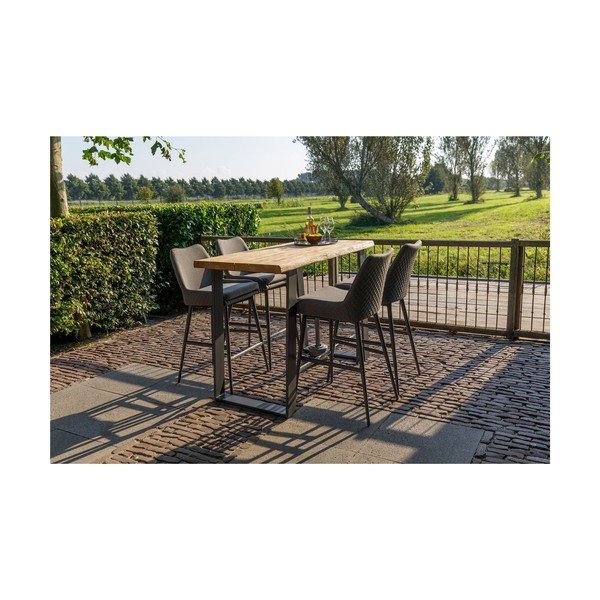 Sedia da giardino imbottita in metallo grigio Domino - Exotan-image-1