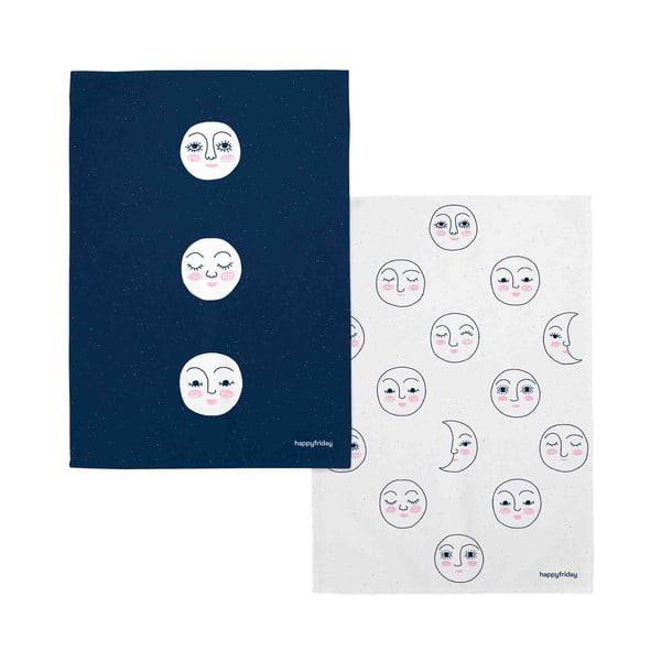 Set di 2 asciugamani in cotone 50x70 cm Moon - Happy Friday