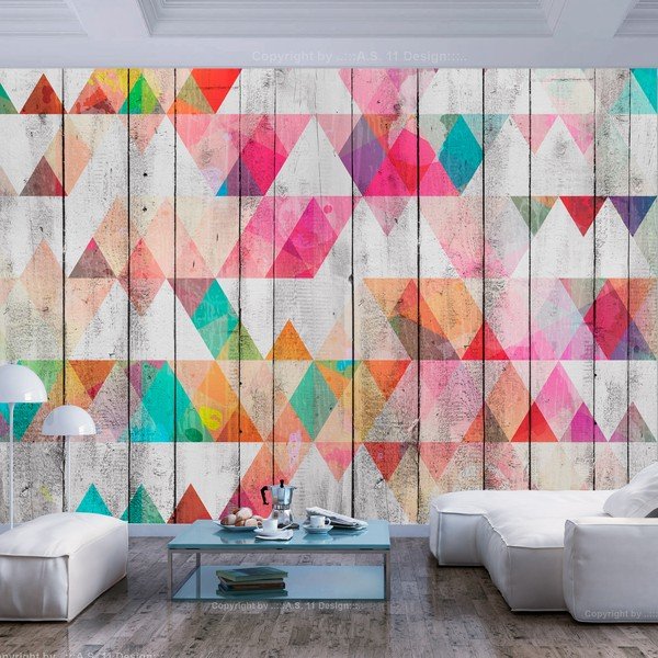 Carta da parati di grande formato, 200 x 140 cm Rainbow Triangles - Artgeist-image-1