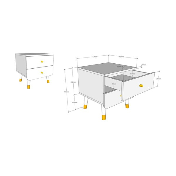 Comodino bianco per bambini in legno di pino Billy - Vipack-image-2