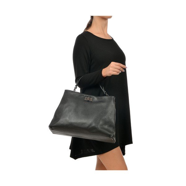 Černá kožená kabelka Luisa Vannini Lurno-image-3