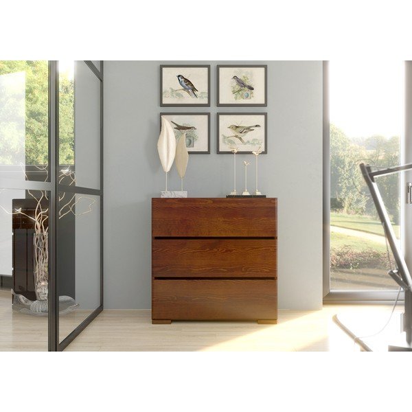 Cassettiera in legno di pino marrone , 80 x 81 cm Sandemo - Skandica-image-1