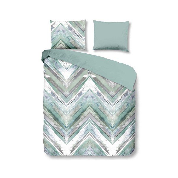 Lenzuolo singolo in cotone verde Chevron, 140 x 200 cm - Good Morning