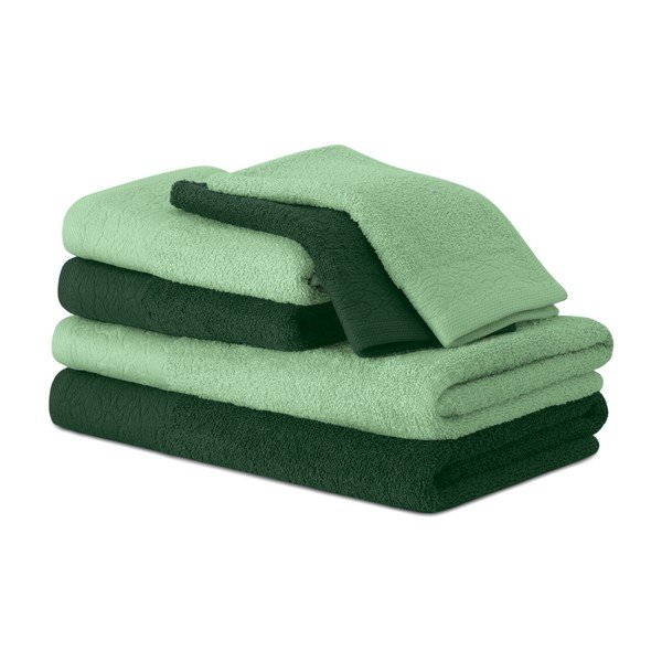 Set di asciugamani per viso e corpo tipo terry verdi in cotone 6 pz Flos – Restilo