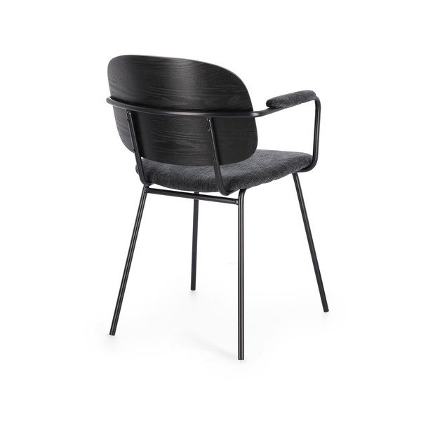 Sedia da pranzo nera/grigio scuro in imbottito con braccioli Sienna – Bizzotto-image-4