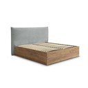 Letto matrimoniale imbottito/in truciolato grigio chiaro imbottito con contenitore con rete inclusa 160x200 cm Charlie – Bobochic Paris