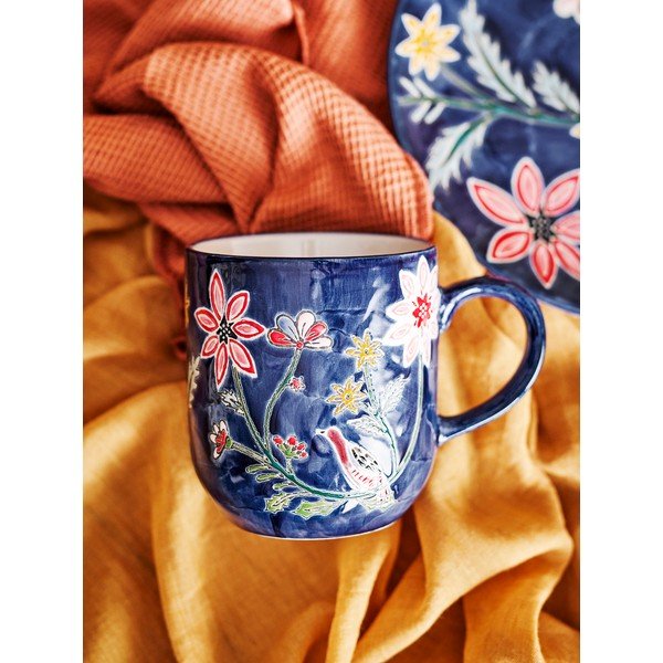 Tazze in set blu scuro in gres 4 pz Meredith – Bloomingville-image-1