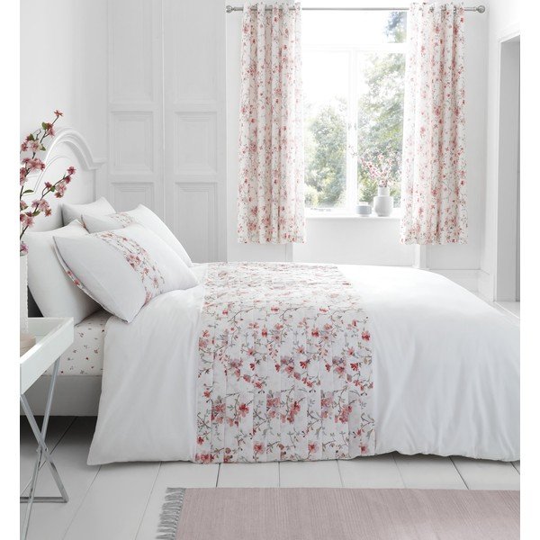 Biancheria da letto bianca e rossa , 200 x 200 cm Jasmine Floral - Catherine Lansfield-image-2