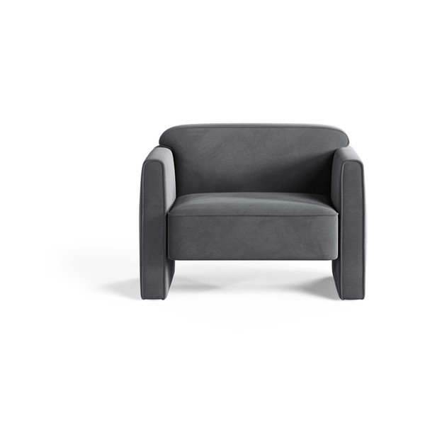 Poltrona grigia con rivestimento in velluto Abby – Micadoni -image-1