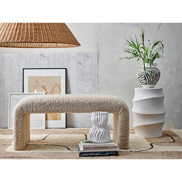 Panca crema in tessuto bouclé Bobbie - Bloomingville-image-1