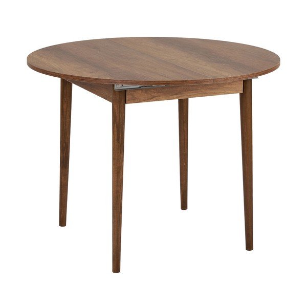Tavolo da pranzo rotondo con effetto noce allungabile con estensione ø 100 cm Viona – Kalune Design