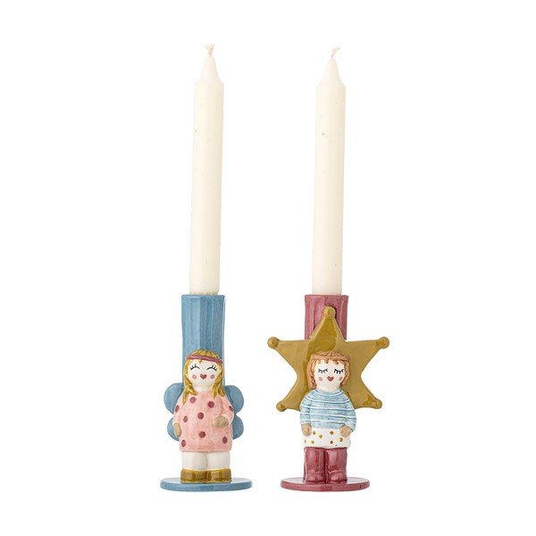 Portacandele in set in gres 2 pz Bisby – Bloomingville-image-2