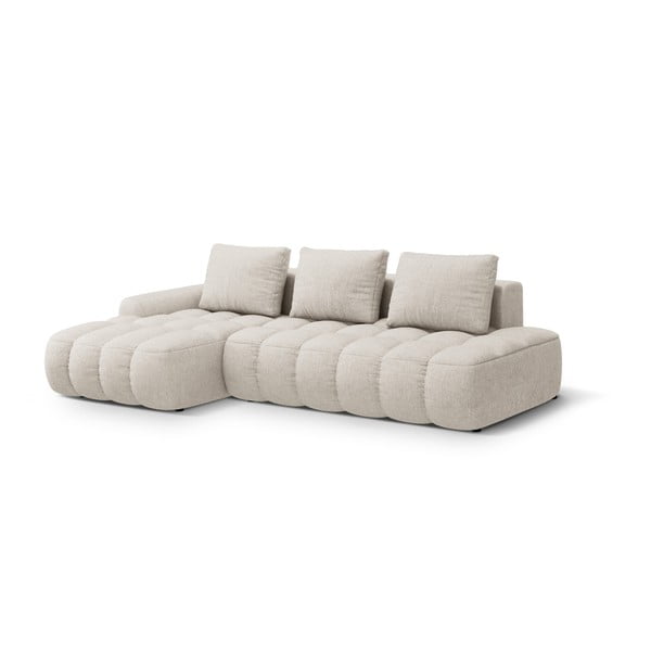 Divano angolare beige allungabile/con contenitore (con penisola a sinistra/con chaise lounge) Linz – Cosmopolitan Design-image-2