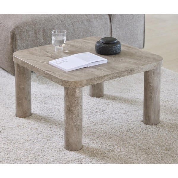 Tavolino da salotto grigio chiaro con effetto marmo 60x60 cm Solano – Actona-image-1