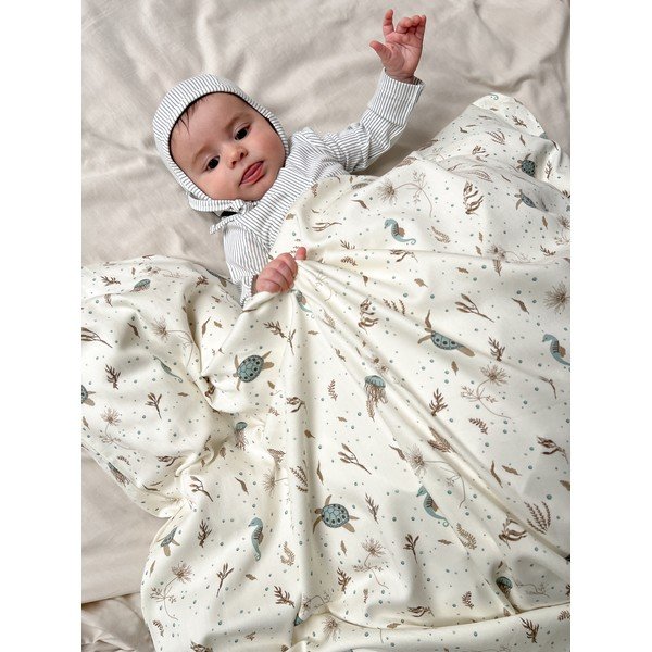 Set copripiumino e federa da bambini giallo chiaro in cotone organico per culla 70x100 cm Sea Garden – Cam Cam Copenhagen-image-4