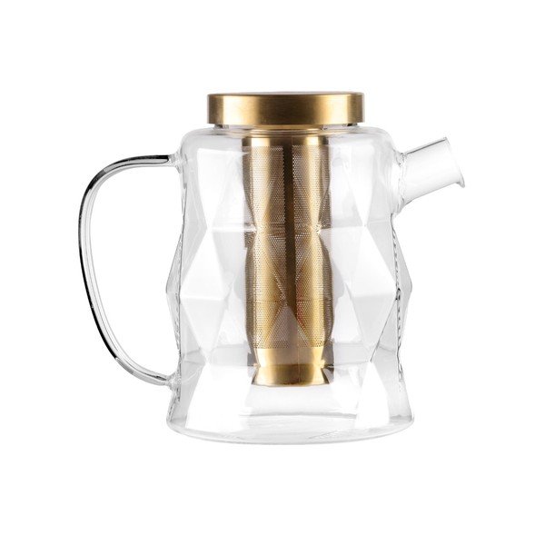 Teiera dorata in vetro con filtro 1,3 l Geo – Vialli Design-image-4