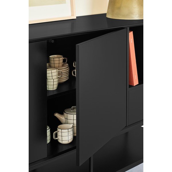 Cassettiera nera 220x98x45 cm Platt – Teulat-image-1