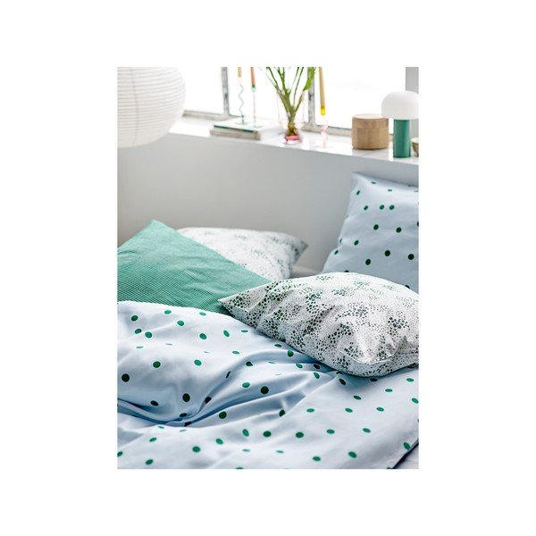 Biancheria da letto singola in cotone sateen verde-blu 140x200 cm Solaris - Södahl-image-1