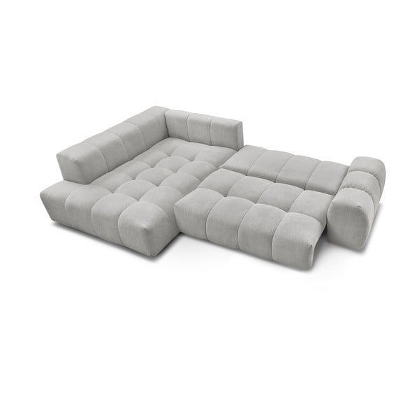 Divano angolare grigio chiaro allungabile e con contenitore (penisola a sinistra/a L) con rivestimento in ciniglia Everest – Bobochic Paris-image-4