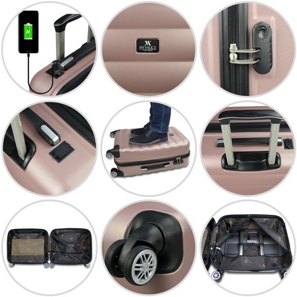Valigia da viaggio verde su ruote con porta USB Valigia da cabina My Valice COLORS RESSNO - Myvalice-image-4
