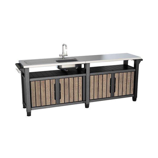 Cucina da giardino con effetto frassino 237x52 cm Unity Chef – Keter