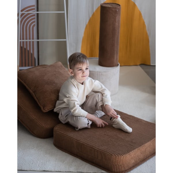Poltrona per bambini marrone con rivestimento in velluto a coste Flip – Wigiwama-image-1