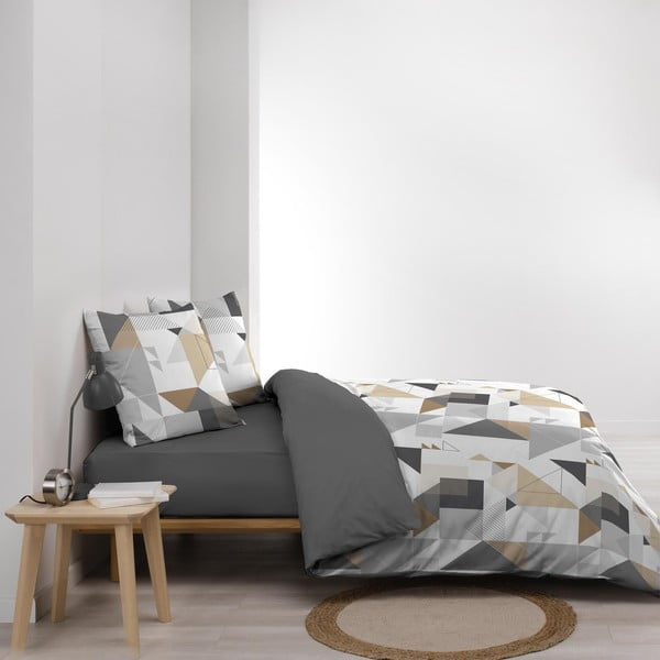 Biancheria da letto bianca/grigia in microfibra per letto singolo 140x200 cm Trigone – douceur d'intérieur-image-4