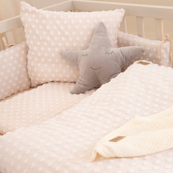 Set copripiumino e federa da bambini beige in misto cotone per culla 100x135 cm Frosty Almond – Roba-image-1