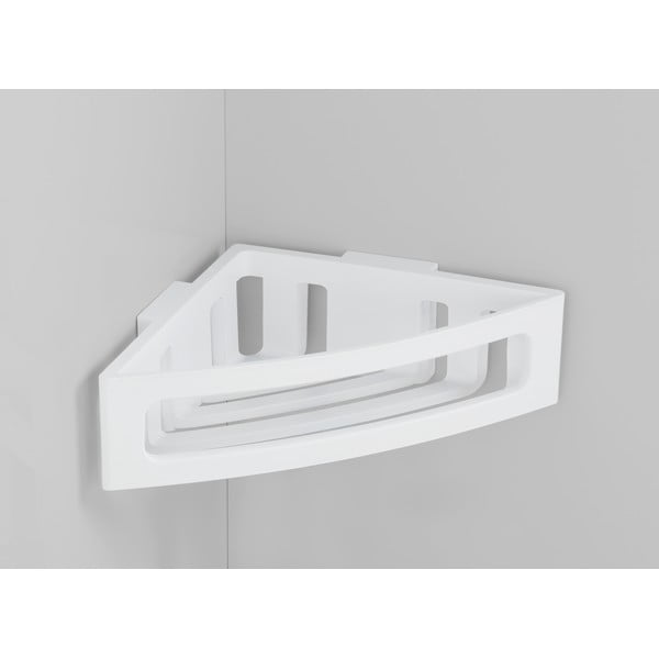Mensola angolare bianca autoportante in plastica per il bagno Bralia - Wenko-image-1