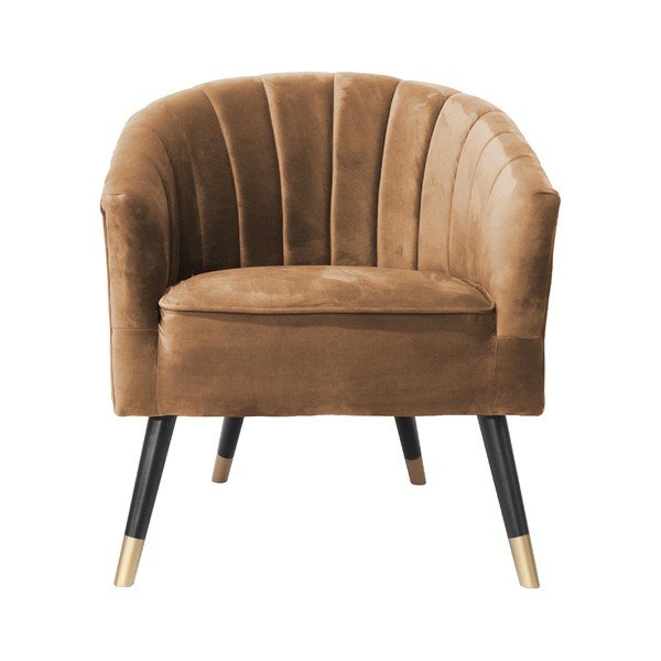 Poltrona in velluto marrone caramello Royal - Leitmotiv