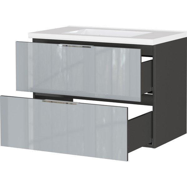 Mobile da lavabo grigio lucido da appendere 81x61 cm Celano – Germania-image-3