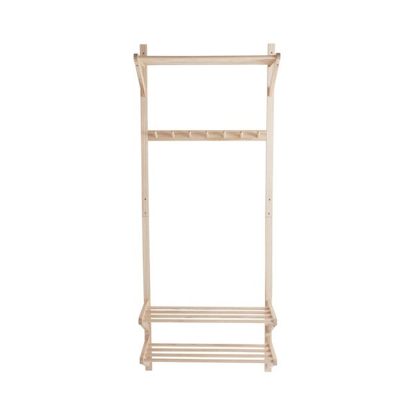 Set di mobili da ingresso colore naturale chiaro in pino massiccio 75x190x32 cm Cole – Jotex-image-2