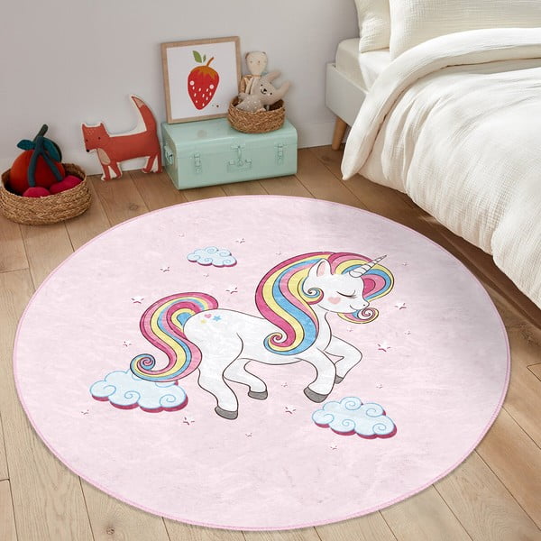 Tappeto rosa per bambini ø 120 cm Comfort - Mila Home-image-2