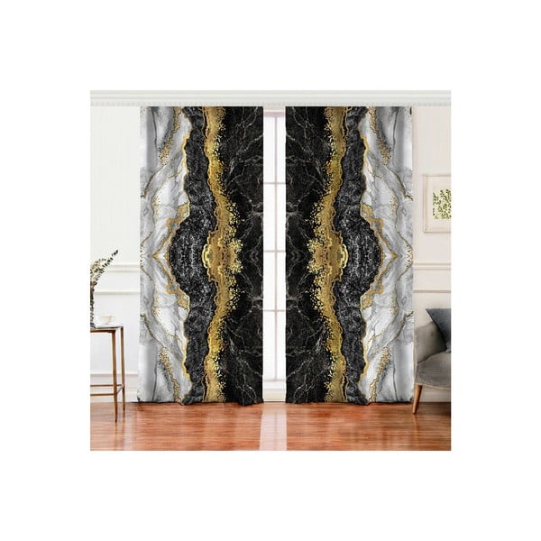 Tende in nero e oro in set di 2 140x260 cm - Mila Home-image-1