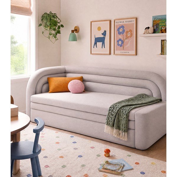 Divano beige allungabile/con contenitore con penisola a sinistra e rivestimento in velluto 223 cm Fabillo – ELTAP-image-4