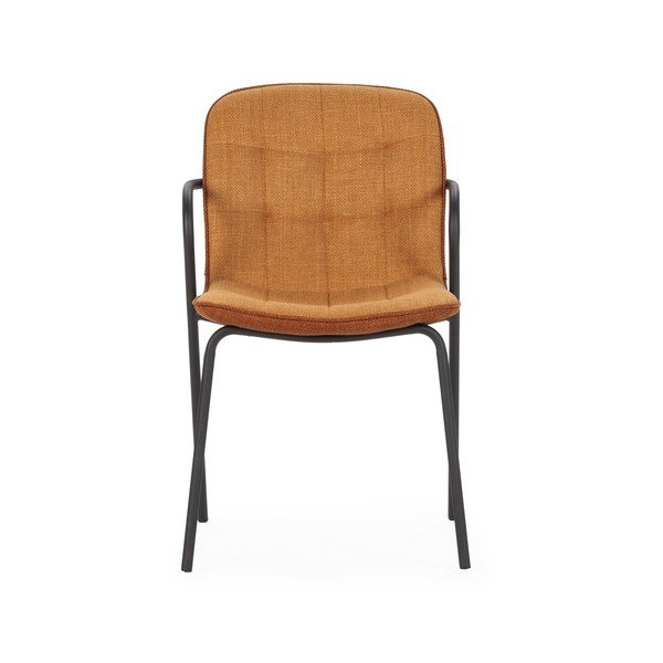 Sedia da pranzo color terracotta imbottito con braccioli Angie – Marckeric-image-2