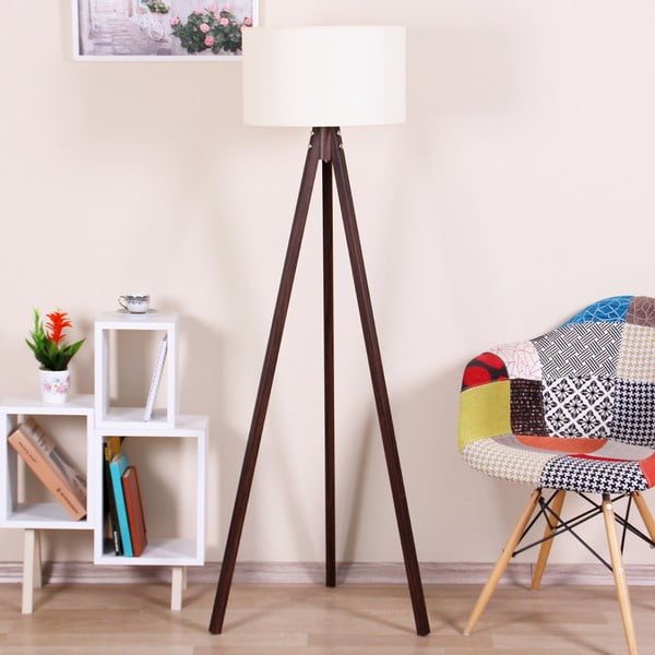 Lampada a stelo marrone con paralume beige Celina - Kate Louise