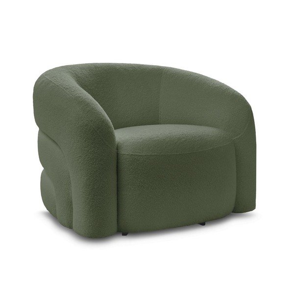 Poltrona verde girevole con rivestimento in bouclé Elina – Bobochic Paris