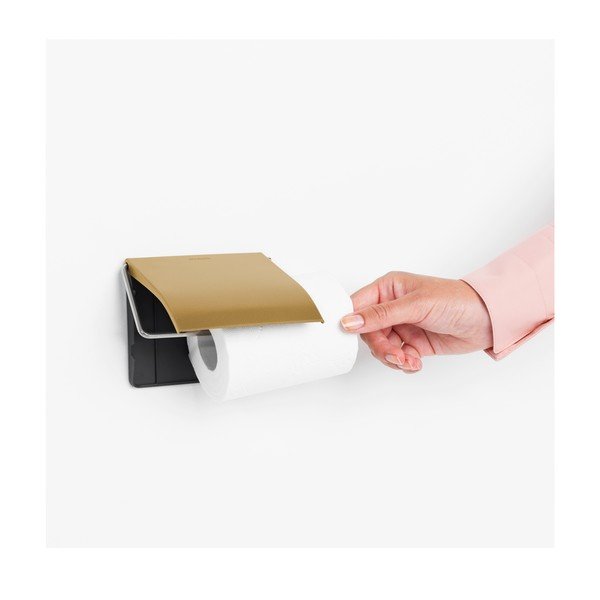 Porta carta igienica da parete dorato in acciaio ReNew – Brabantia-image-1