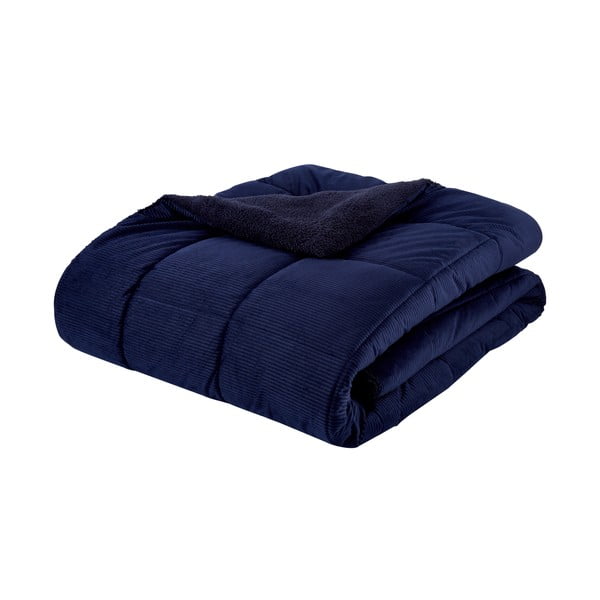 Copriletto in micropile trapuntato blu scuro per letto matrimoniale 200x220 cm Cosy Cord - Catherine Lansfield