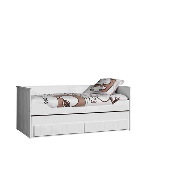 Letto per bambini in legno di pino bianco con letto estraibile con contenitore 90x200 cm Robin - Vipack
