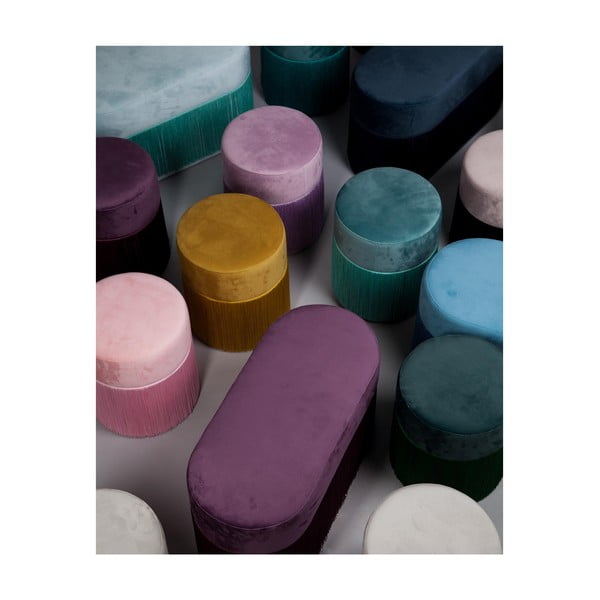 Pouf viola con rivestimento in velluto - Velvet Atelier-image-2