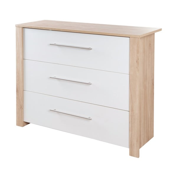 Cassettiera bassa per bambini in rovere con fasciatoio in colore bianco e naturale 112x98 cm - Roba-image-2