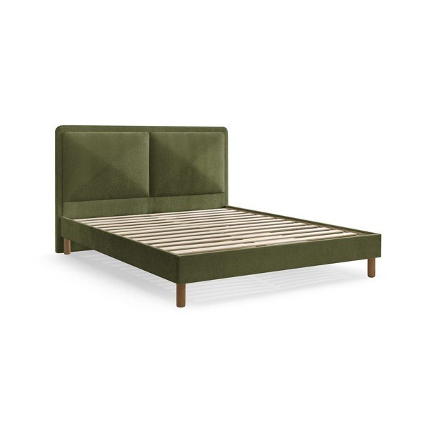 Letto matrimoniale imbottito verde imbottito con rete inclusa 160x200 cm Mara – Bobochic Paris