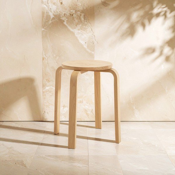 Sgabello di colore naturale in legno di cauciù massiccio Heva – Premier Housewares-image-1