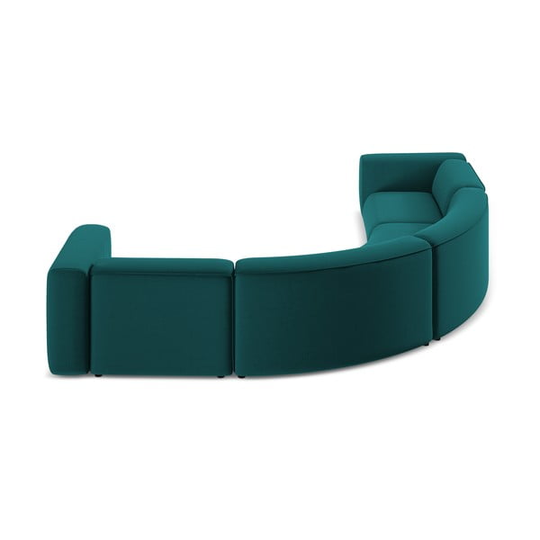 Divano angolare turchese con rivestimento in velluto Ekahi – Makamii-image-4