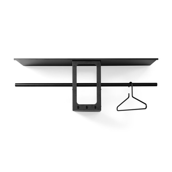 Attaccapanni da parete nero in acciaio con scaffale 100 cm Luno Small – Spinder Design-image-2