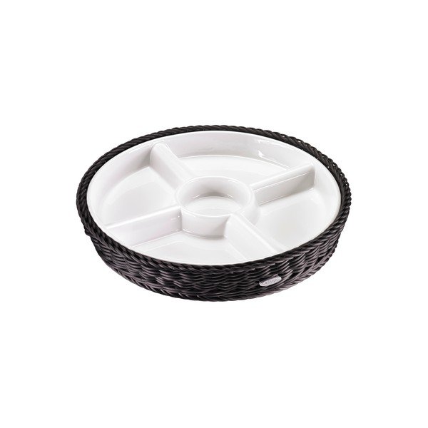 Porcelánová servírovací miska v černém košíku Saleen, ⌀ 28,5 cm