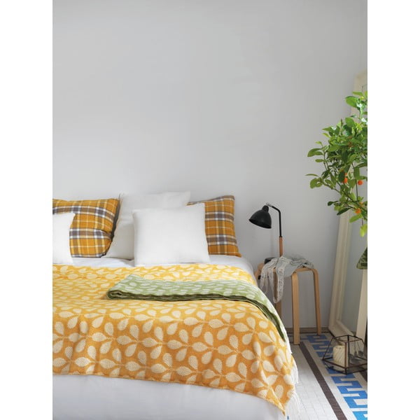 Plaid giallo miele con contenuto di cotone , 140 x 180 cm Sirkkalehti - Euromant-image-1
